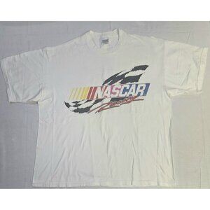Vintage White Checkered Flag Sports Nascar Racing Mens XL T-Shirt